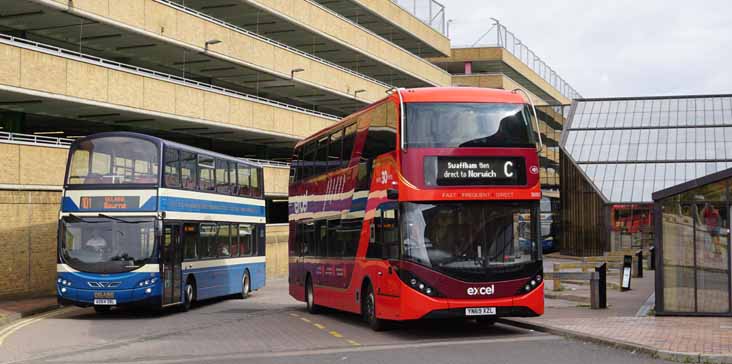 First Eastern Counties Scania N250UD ADL Enviro400City 36907 & Delaine Volvo B9TL Wright 157